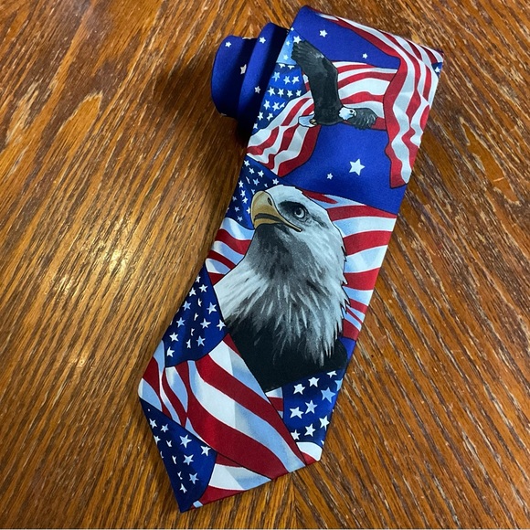 🇺🇸🦅Patriotic American Flag & Eagle Men’s Necktie! - Picture 1 of 15